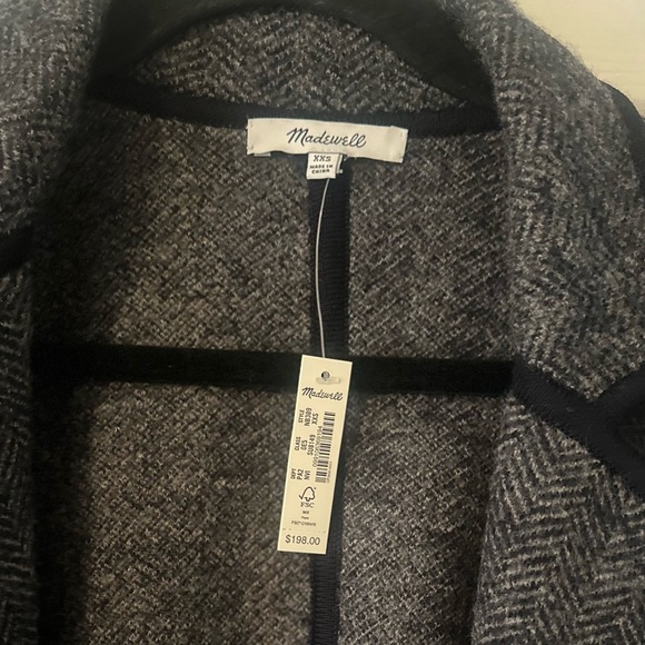 NWT MADEWELL Herringbone Courton Sweater OVERSIZED Coat Grey Size XXS. - Picture 3 of 8